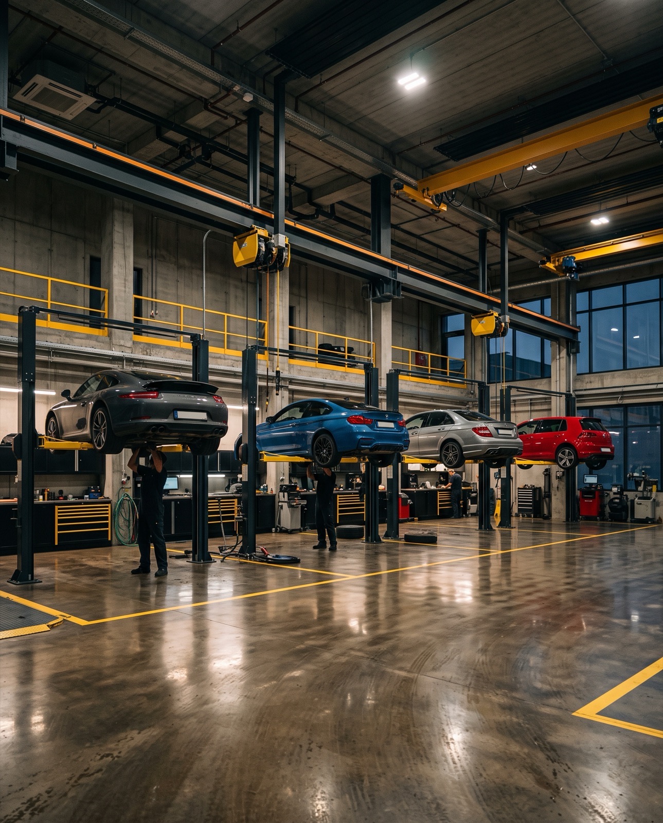 The Peak Auto Care eight-bay service floor ready for your vehicle
